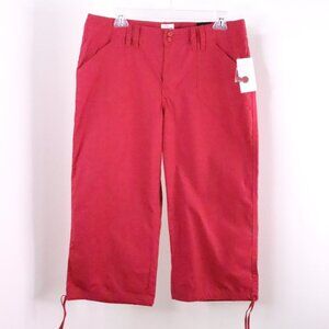 New Fashion Bug Women's 10 Red Cotton Stretch Y2K Drawstring Capri Pants
